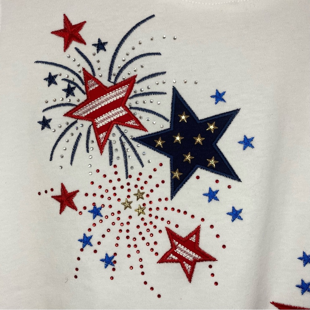 NEW Alfred Dunner American Dream Fireworks Stars Embroidered T shirt size small - Picture 6 of 8